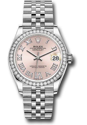 *Pre-Owned* Rolex Steel and White Gold Datejust 31 Watch - Diamond Bezel - Pink Roman Diamond 6 Dial - Jubilee Bracelet