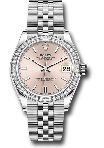 *Pre-Owned* Rolex Steel and White Gold Datejust 31 Watch - Diamond Bezel - Pink Index Dial - Jubilee Bracelet