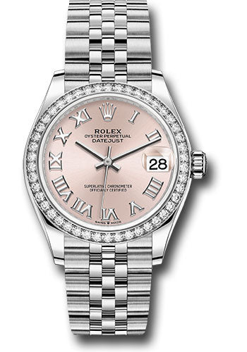 *Pre-Owned* Rolex Steel and White Gold Datejust 31 Watch - Diamond Bezel - Pink Roman Dial - Jubilee Bracelet