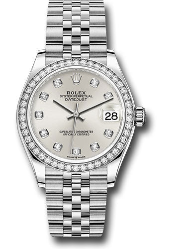 *Pre-Owned* Rolex Steel and White Gold Datejust 31 Watch - Diamond Bezel - Silver Diamond Dial - Jubilee Bracelet