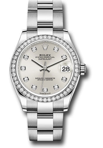 *Pre-Owned* Rolex Steel and White Gold Datejust 31 Watch - Diamond Bezel - Silver Diamond Dial - Oyster Bracelet