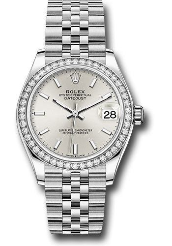 *Pre-Owned* Rolex Steel and White Gold Datejust 31 Watch - Diamond Bezel - Silver Index Dial - Jubilee Bracelet