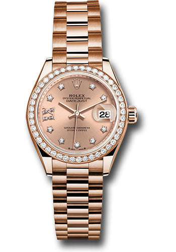 *Pre-Owned* Rolex Everose Gold Lady-Datejust Watch - Diamond Bezel - RosÃ© Star Diamond Roman 9 Dial - President Bracelet