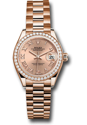 *Pre-Owned* Rolex Everose Gold Lady-Datejust Watch - Diamond Bezel - RosÃ© Roman Dial - President Bracelet