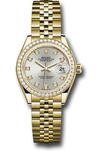 *Pre-Owned* Rolex Yellow Gold Lady-Datejust Watch - 44 Diamond Bezel - Silver Diamond Dial - Jubilee Bracelet