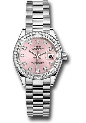 *Pre-Owned* Rolex White Gold Lady-Datejust Watch - 44 Diamond Bezel - Pink Diamond Dial - President Bracelet