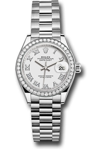 *Pre-Owned* Rolex White Gold Lady-Datejust Watch - 44 Diamond Bezel - White Roman Dial - President Bracelet