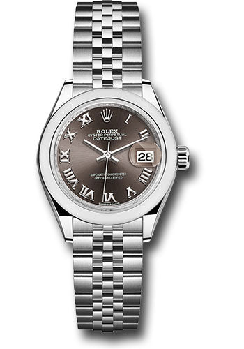 *Pre-Owned* Rolex Steel Lady-Datejust 28 Watch - Domed Bezel - Dark Grey Roman Dial - Jubilee Bracelet
