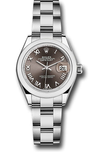 *Pre-Owned* Rolex Steel Lady-Datejust 28 Watch - Domed Bezel - Dark Grey Roman Dial - Oyster Bracelet