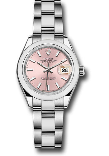 *Pre-Owned* Rolex Steel Lady-Datejust 28 Watch - Domed Bezel - Pink Index Dial - Oyster Bracelet