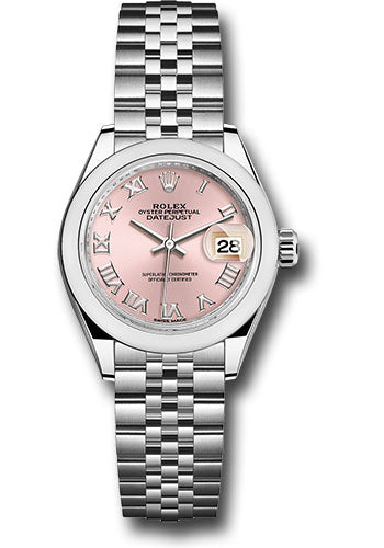 *Pre-Owned* Rolex Steel Lady-Datejust 28 Watch - Domed Bezel - Pink Roman Dial - Jubilee Bracelet