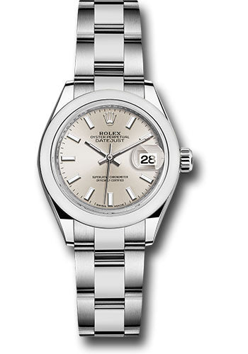 *Pre-Owned* Rolex Steel Lady-Datejust 28 Watch - Domed Bezel - Silver Index Dial - Oyster Bracelet