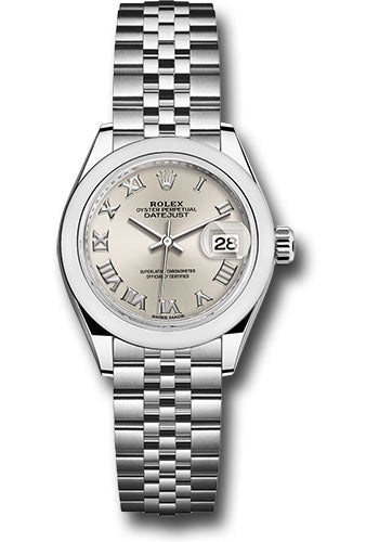 *Pre-Owned* Rolex Steel Lady-Datejust 28 Watch - Domed Bezel - Silver Roman Dial - Jubilee Bracelet