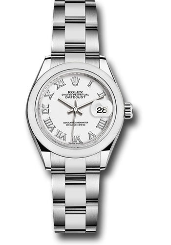 *Pre-Owned* Rolex Steel Lady-Datejust 28 Watch - Domed Bezel - White Roman Dial - Oyster Bracelet