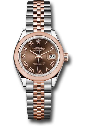 *Pre-Owned* Rolex Steel and Everose Gold Rolesor Lady-Datejust 28 Watch - Domed Bezel - Chocolate Roman Dial - Jubilee Bracelet