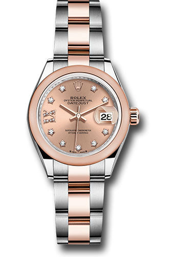 *Pre-Owned* Rolex Everose Rolesor Lady-Datejust Watch - Domed Bezel - RosÃ© Star Diamond Roman 9 Dial - Oyster Bracelet