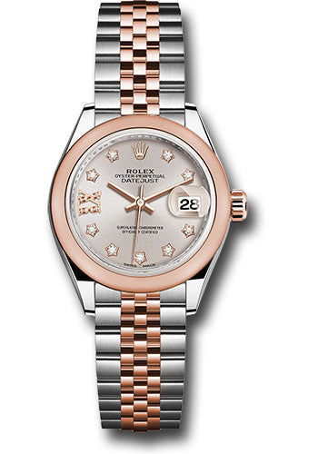 *Pre-Owned* Rolex Steel and Everose Gold Rolesor Lady-Datejust 28 Watch - Domed Bezel - Sundust Diamond Star Dial - Jubilee Bracelet
