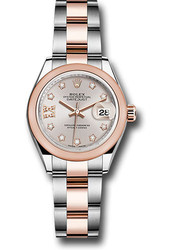 *Pre-Owned* Rolex Steel and Everose Gold Rolesor Lady-Datejust 28 Watch - Domed Bezel - Sundust Diamond Star Dial - Oyster Bracelet
