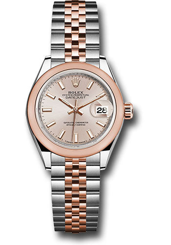 *Pre-Owned* Rolex Steel and Everose Gold Rolesor Lady-Datejust 28 Watch - Domed Bezel - Sundust Index Dial - Jubilee Bracelet