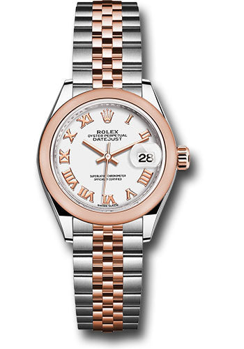 *Pre-Owned* Rolex Steel and Everose Gold Rolesor Lady-Datejust 28 Watch - Domed Bezel - White Roman Dial - Jubilee Bracelet