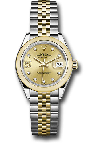 *Pre-Owned* Rolex Steel and Yellow Gold Rolesor Lady-Datejust 28 Watch - Domed Bezel - Champagne Diamond Star Dial - Jubilee Bracelet