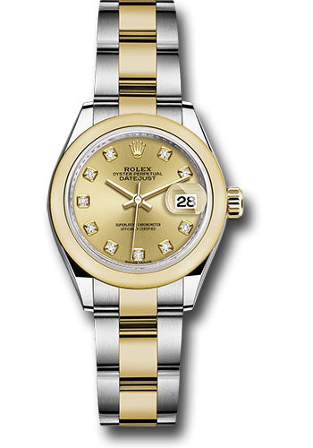 *Pre-Owned* Rolex Steel and Yellow Gold Rolesor Lady-Datejust 28 Watch - Domed Bezel - Champagne Diamond Dial - Oyster Bracelet
