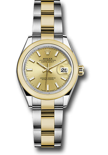 *Pre-Owned* Rolex Steel and Yellow Gold Rolesor Lady-Datejust 28 Watch - Domed Bezel - Champagne Index Dial - Oyster Bracelet
