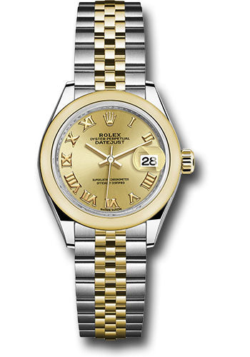 *Pre-Owned* Rolex Steel and Yellow Gold Rolesor Lady-Datejust 28 Watch - Domed Bezel - Champagne Roman Dial - Jubilee Bracelet
