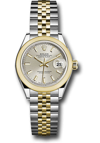 *Pre-Owned* Rolex Steel and Yellow Gold Rolesor Lady-Datejust 28 Watch - Domed Bezel - Silver Index Dial - Jubilee Bracelet