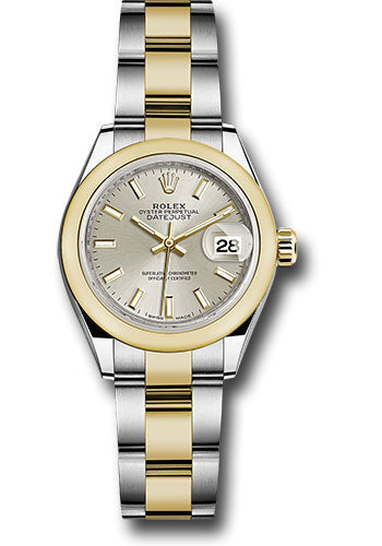 *Pre-Owned* Rolex Steel and Yellow Gold Rolesor Lady-Datejust 28 Watch - Domed Bezel - Silver Index Dial - Oyster Bracelet