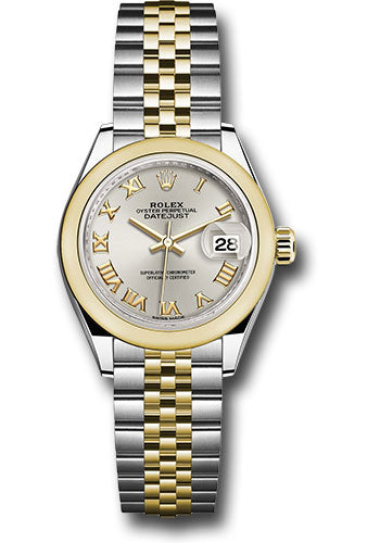 *Pre-Owned* Rolex Steel and Yellow Gold Rolesor Lady-Datejust 28 Watch - Domed Bezel - Silver Roman Dial - Jubilee Bracelet