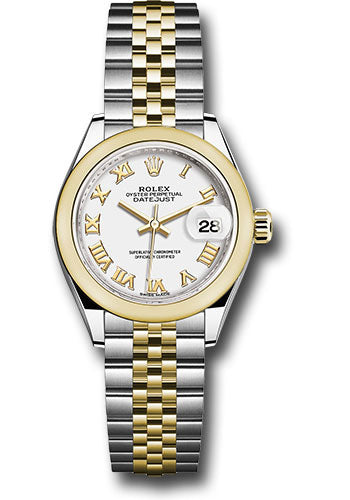 *Pre-Owned* Rolex Steel and Yellow Gold Rolesor Lady-Datejust 28 Watch - Domed Bezel - White Roman Dial - Jubilee Bracelet