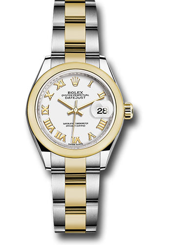 *Pre-Owned* Rolex Steel and Yellow Gold Rolesor Lady-Datejust 28 Watch - Domed Bezel - White Roman Dial - Oyster Bracelet