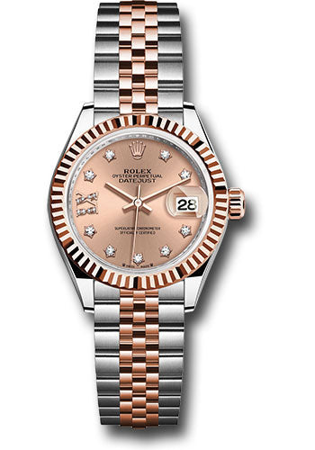 *Pre-Owned* Rolex Everose Rolesor Lady-Datejust Watch - Fluted Bezel - RosÃ© Star Diamond Roman 9 Dial - Jubilee Bracelet