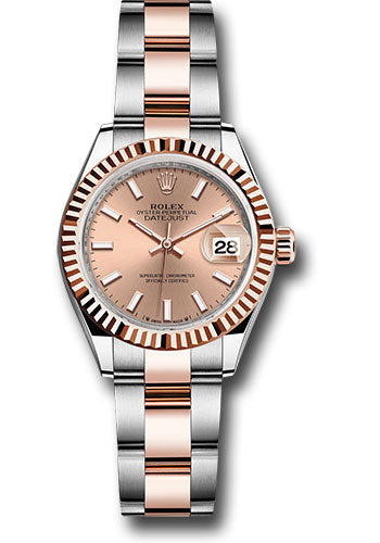 *Pre-Owned* Rolex Everose Rolesor Lady-Datejust Watch - Fluted Bezel - RosÃ© Index Dial - Oyster Bracelet