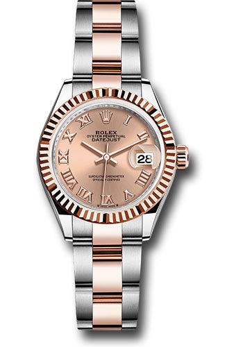 *Pre-Owned* Rolex Everose Rolesor Lady-Datejust Watch - Fluted Bezel - RosÃ© Roman Dial - Oyster Bracelet