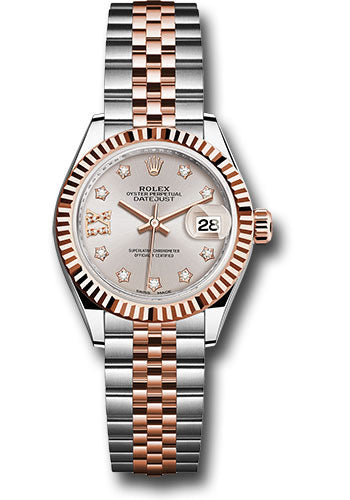 *Pre-Owned* Rolex Steel and Everose Gold Rolesor Lady-Datejust 28 Watch - Fluted Bezel - Sundust Diamond Star Dial - Jubilee Bracelet