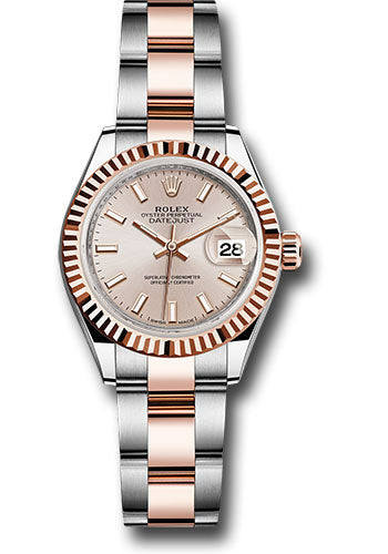 *Pre-Owned* Rolex Steel and Everose Gold Rolesor Lady-Datejust 28 Watch - Fluted Bezel - Sundust Index Dial - Oyster Bracelet