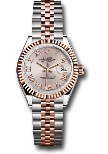 *Pre-Owned* Rolex Steel and Everose Gold Rolesor Lady-Datejust 28 Watch - Fluted Bezel - Sundust Roman Dial - Jubilee Bracelet