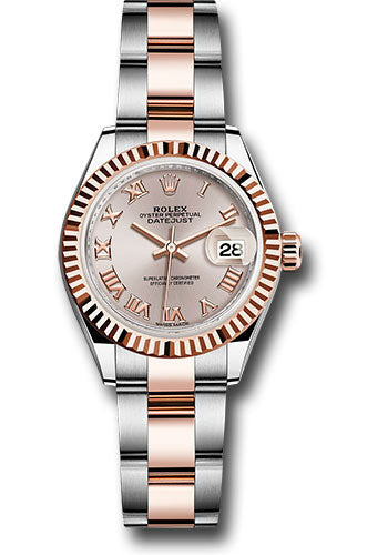 *Pre-Owned* Rolex Steel and Everose Gold Rolesor Lady-Datejust 28 Watch - Fluted Bezel - Sundust Roman Dial - Oyster Bracelet