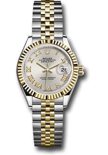 *Pre-Owned* Rolex Steel and Yellow Gold Rolesor Lady-Datejust 28 Watch - Fluted Bezel - Silver Roman Dial - Jubilee Bracelet