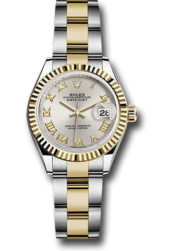 *Pre-Owned* Rolex Steel and Yellow Gold Rolesor Lady-Datejust 28 Watch - Fluted Bezel - Silver Roman Dial - Oyster Bracelet
