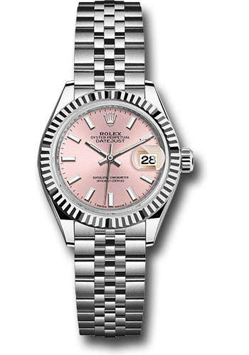 *Pre-Owned* Rolex Steel and White Gold Rolesor Lady-Datejust 28 Watch - Fluted Bezel - Pink Index Dial - Jubilee Bracelet