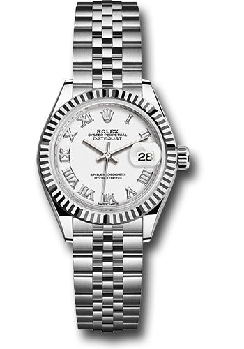 *Pre-Owned* Rolex Steel and White Gold Rolesor Lady-Datejust 28 Watch - Fluted Bezel - White Roman Dial - Jubilee Bracelet