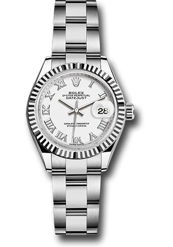 *Pre-Owned* Rolex Steel and White Gold Rolesor Lady-Datejust 28 Watch - Fluted Bezel - White Roman Dial - Oyster Bracelet