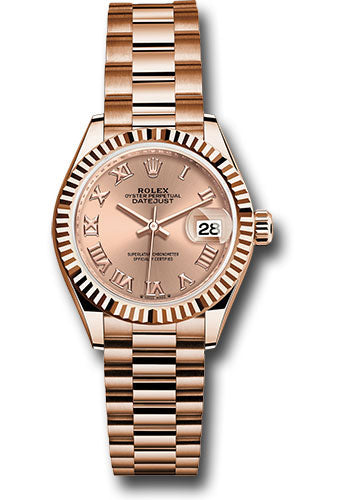 *Pre-Owned* Rolex Everose Gold Lady-Datejust Watch - Fluted Bezel - RosÃ© Roman Dial - President Bracelet
