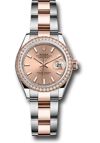 *Pre-Owned* Rolex Everose Rolesor Lady-Datejust Watch - Diamond Bezel - RosÃ© Index Dial - Oyster Bracelet