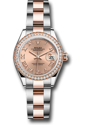 *Pre-Owned* Rolex Everose Rolesor Lady-Datejust Watch - Diamond Bezel - RosÃ© Roman Dial - Oyster Bracelet