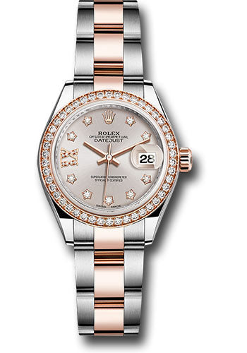 *Pre-Owned* Rolex Steel and Everose Gold Rolesor Lady-Datejust 28 Watch - Diamond Bezel - Sundust Diamond Star Dial - Oyster Bracelet