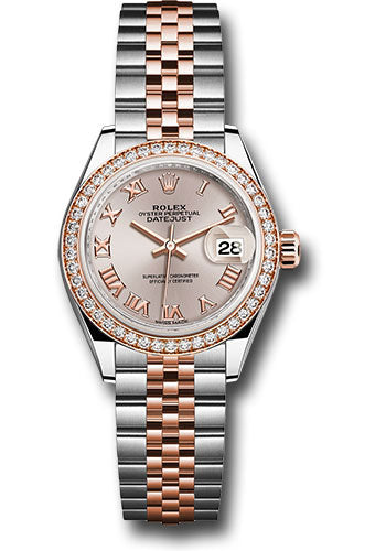 *Pre-Owned* Rolex Steel and Everose Gold Rolesor Lady-Datejust 28 Watch - Diamond Bezel - Sundust Roman Dial - Jubilee Bracelet